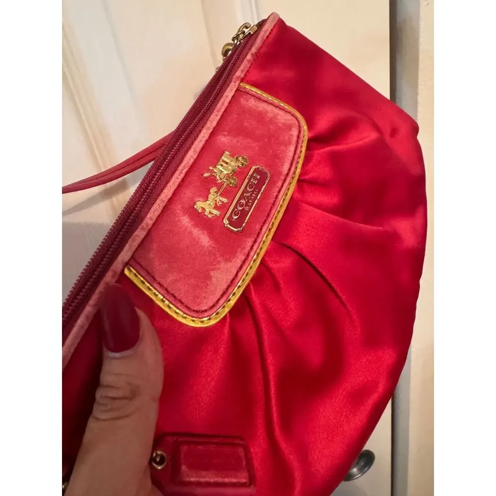 Vintage Pink Satin Y2K Coach Wristlet- DAMAGED